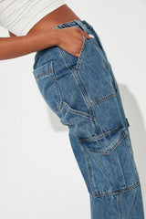 Wide Leg Cargo Denim Jeans
