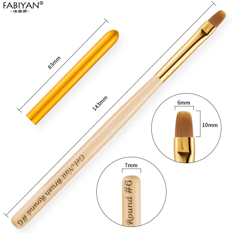 Nail Art Brush Painting Drawing Carving Pen Wooden Handle Round Manicure Tools Design Flower Acrylic Tips UV Gel Polish
