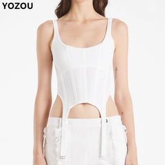 Summer Women Tube Top Corset For Girls Ribbed Sleeveless White Black Gray Blue Y2k Solid Basic Crop Tank Top Camis Fairy Grunge