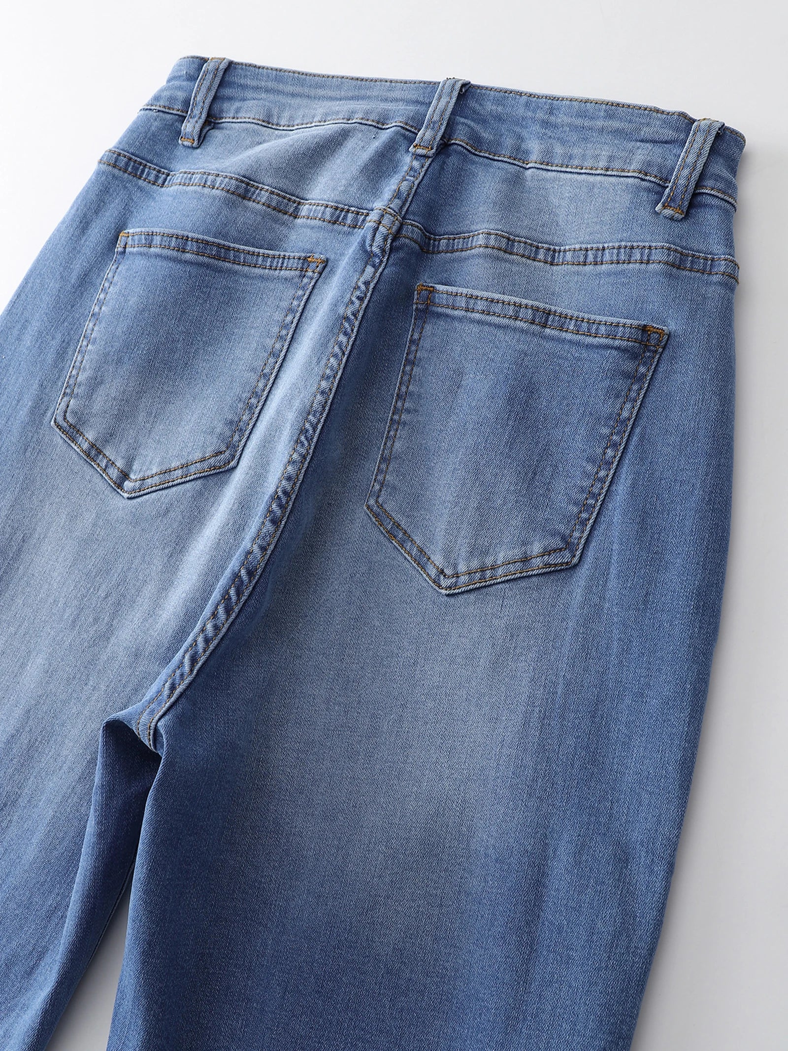 Washed Straight Denim Jeans