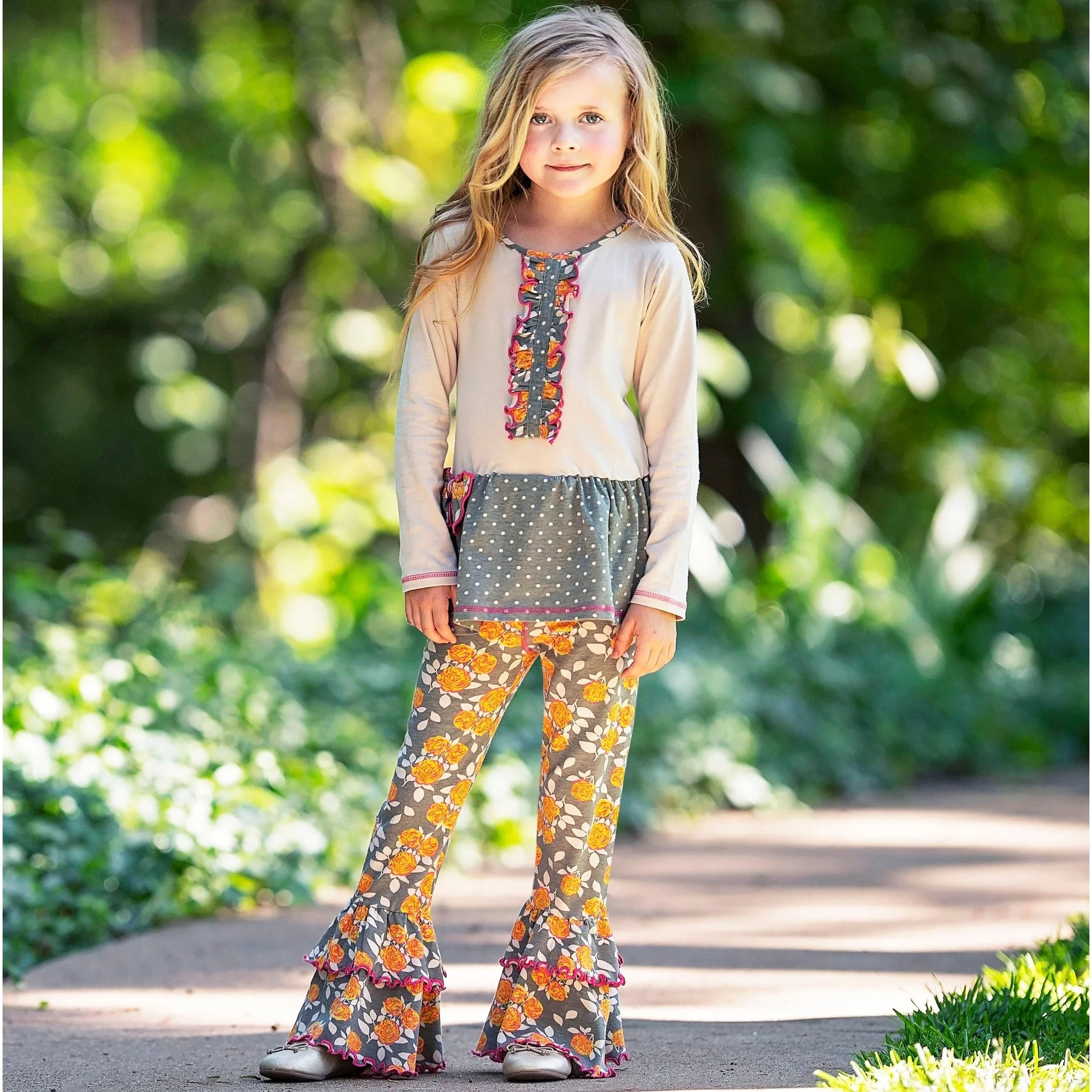 Girls Vintage Floral Tunic Set