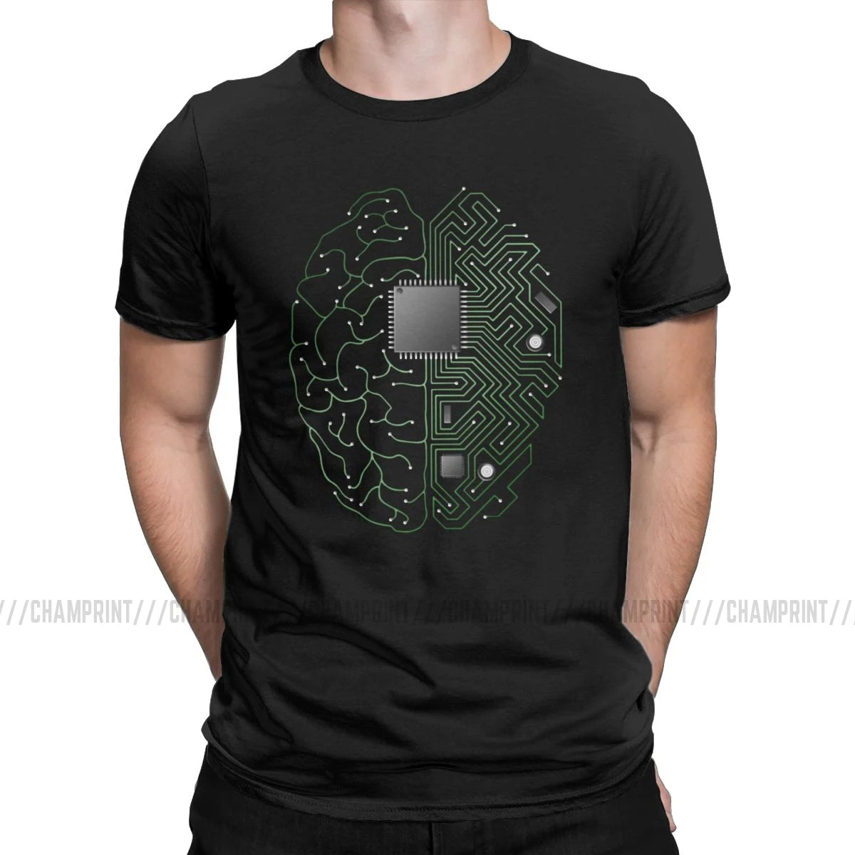 Men T-Shirts The Brain Electronic Circuit Board Novelty Tees Computer Chip Engineers Developer Geek T Shirts Original Clothing
