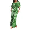 Polynesian Print Half-Sleeve Romper