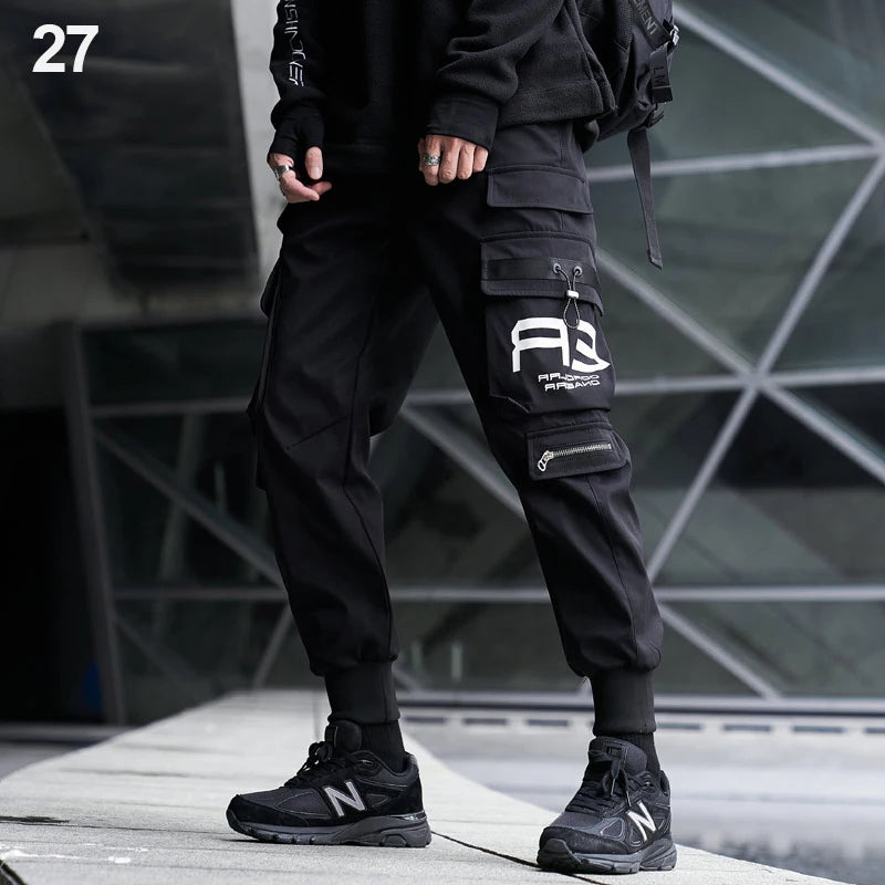 New Joggers Cargo Pants Men Fashion Ribbons Pocket Harem Trousers Sweatpants Men Hip Hop Harajuku Streetwear Casual Pants