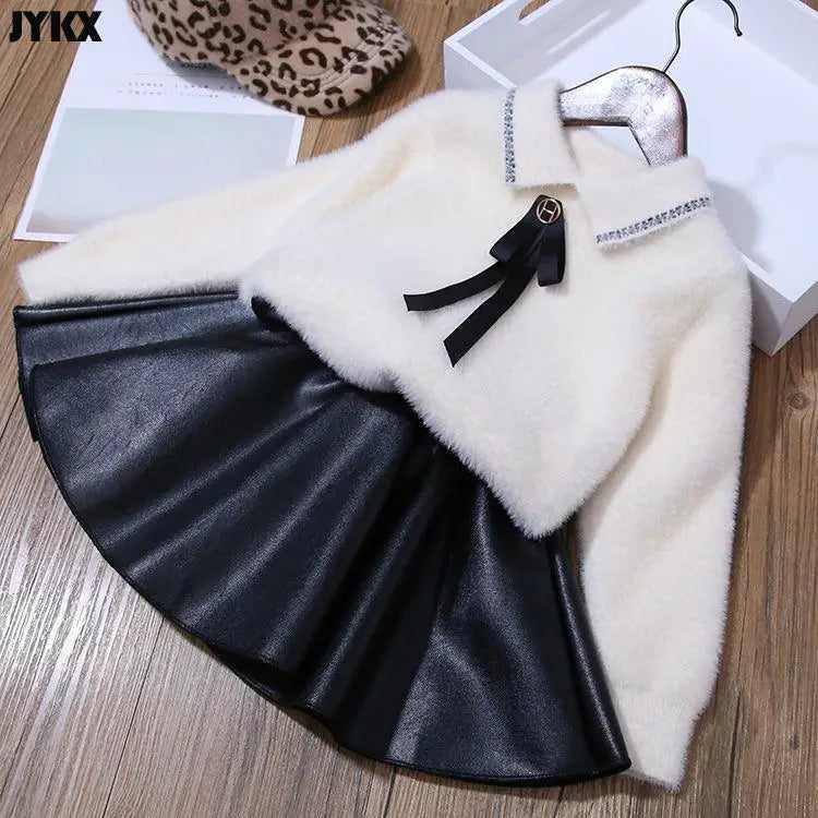 Kids Pleated PU Mini Skirt