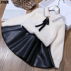 Kids Pleated PU Mini Skirt