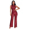 Elegant High-Waisted Sequin Jumpsuit