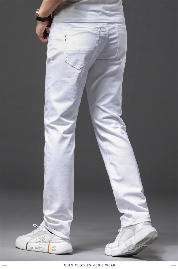 Slim Fit White Stretch Jeans
