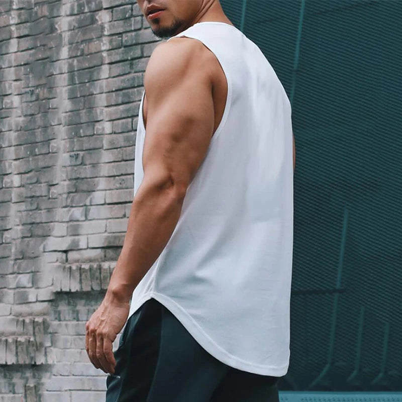 Gym Tank Tops Bodybuilding Fitness Sleeveless T Shirt Men Mesh Printed Workout Stringer Singlets Summer Casual Sports Vest Men