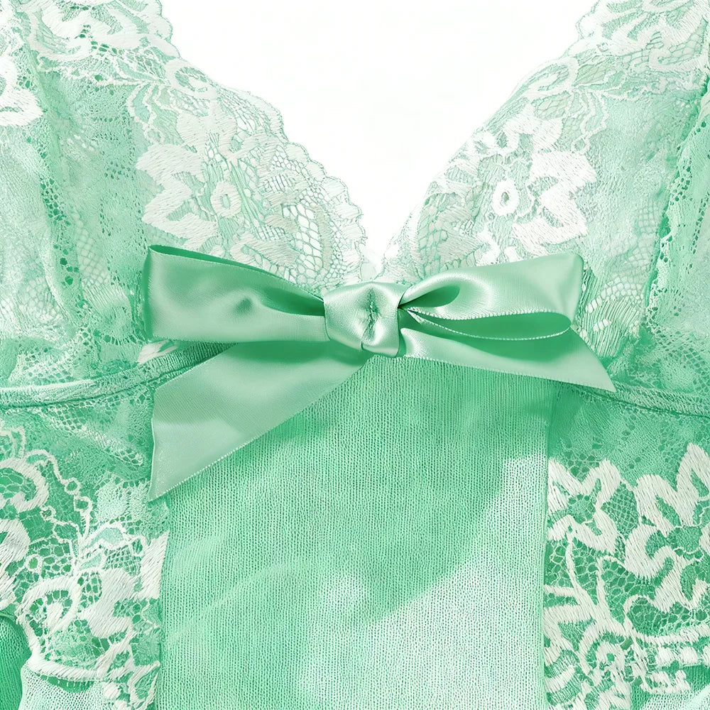 Women Suspender Midi Lingerie Nightwear Set