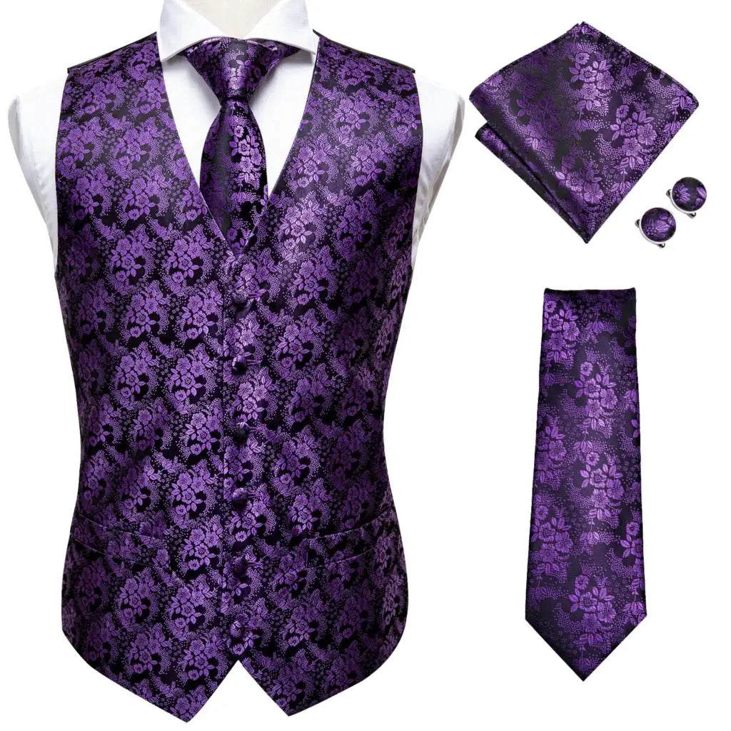 Men’s Silk Jacquard Suit Vest Set