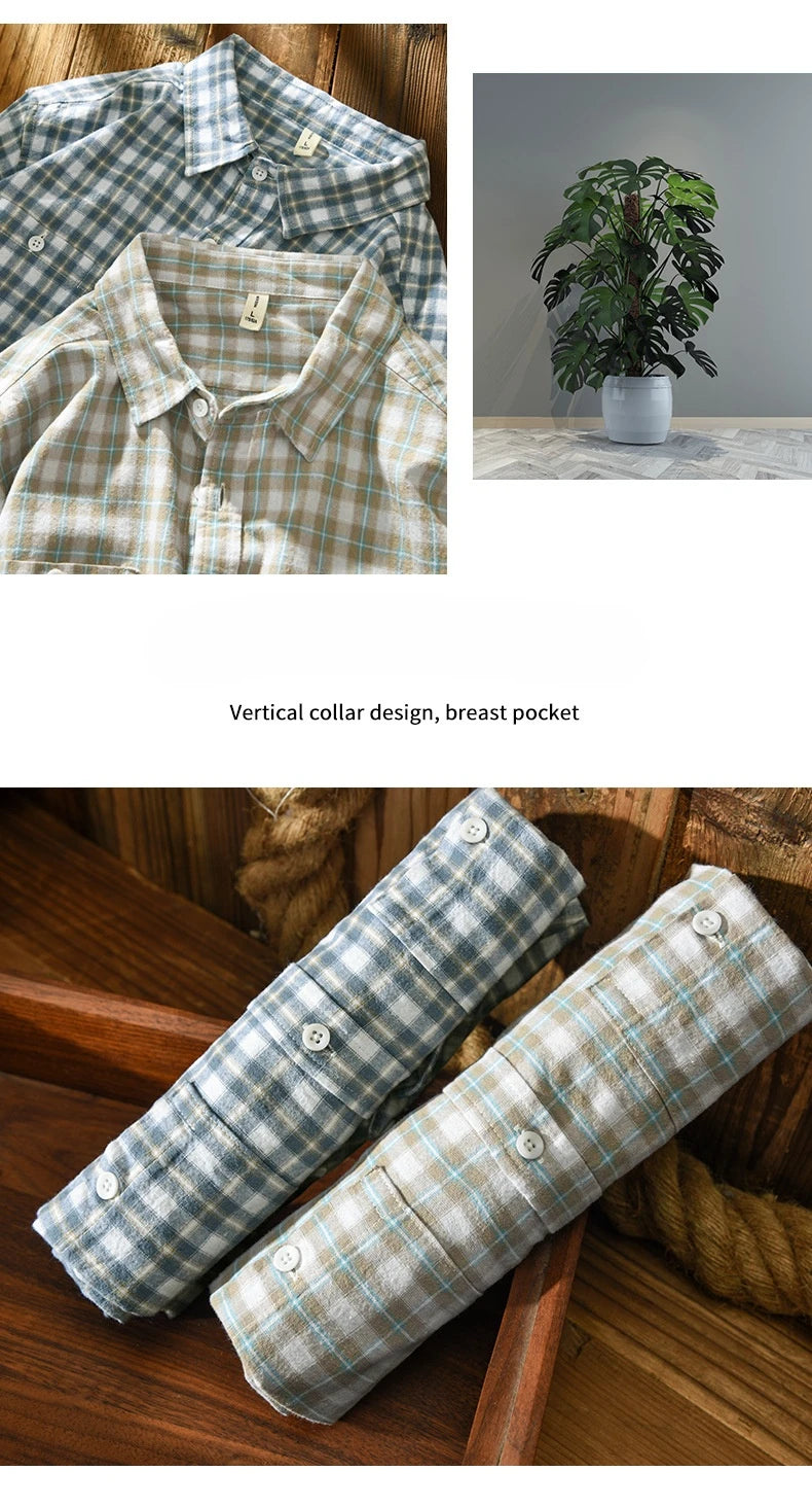Retro Plaid Multi Pocket Shirt