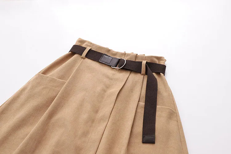 Irregular Pocket High Waist Midi