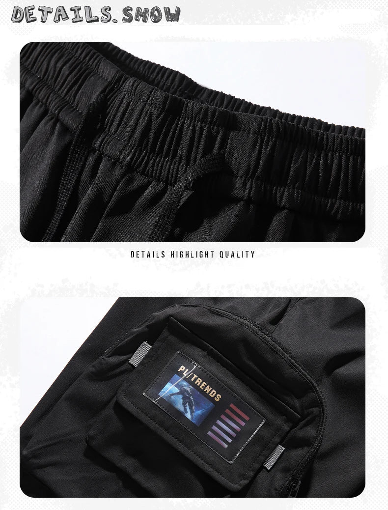 New Joggers Cargo Pants Men Fashion Ribbons Pocket Harem Trousers Sweatpants Men Hip Hop Harajuku Streetwear Casual Pants
