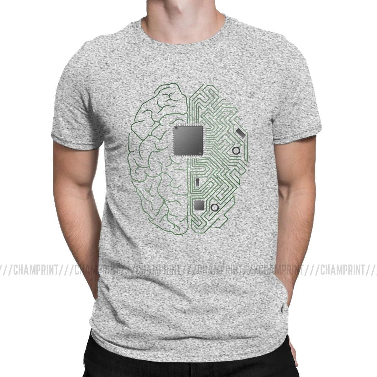 Men T-Shirts The Brain Electronic Circuit Board Novelty Tees Computer Chip Engineers Developer Geek T Shirts Original Clothing