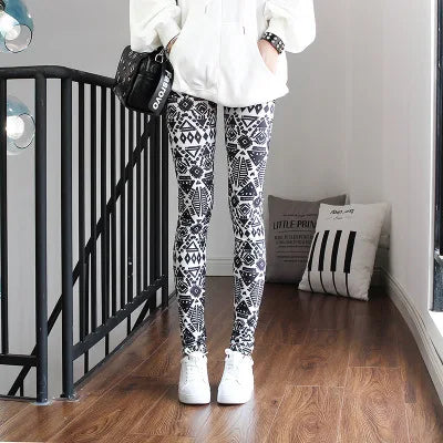 Women Leggings High Waist Cartoon Comic Beauty Print Trousers Soft Female Casual Elastic Pant