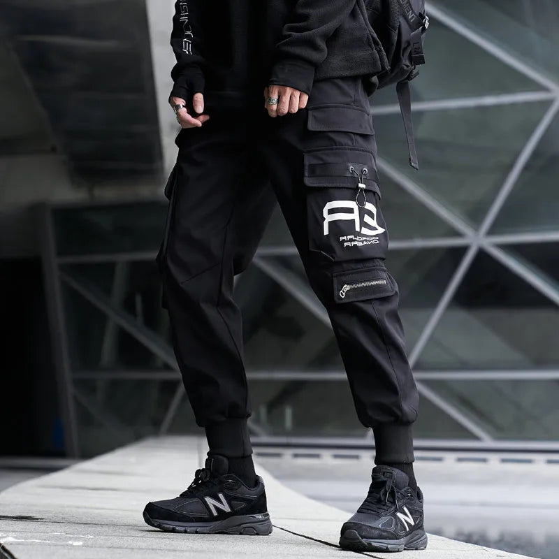 New Joggers Cargo Pants Men Fashion Ribbons Pocket Harem Trousers Sweatpants Men Hip Hop Harajuku Streetwear Casual Pants