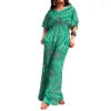 Polynesian Print Half-Sleeve Romper