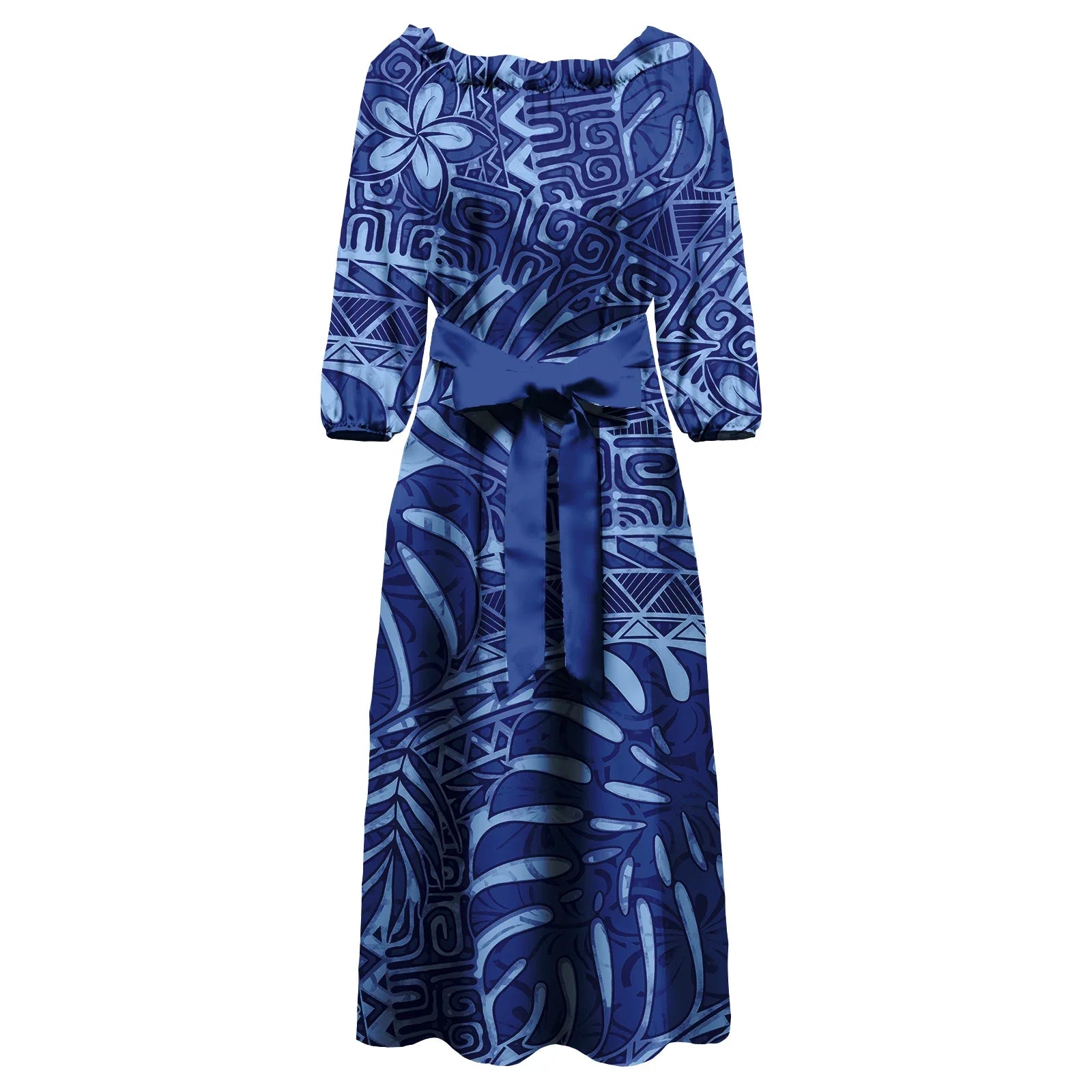 Polynesian Tapa Print Maxi Dress