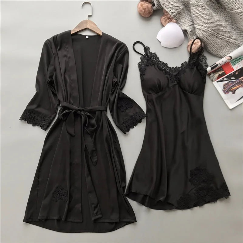 Silk Satin Two Piece Pajamas