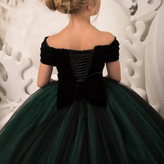 Green Tulle Girls Prom Gown