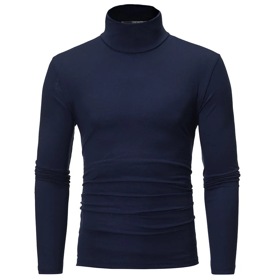 Spring Autumn Thin Men Pullovers Sweaters Turtleneck Knitted Sweater for Men Warm Clothing Male Sweaters Full Black White Tops