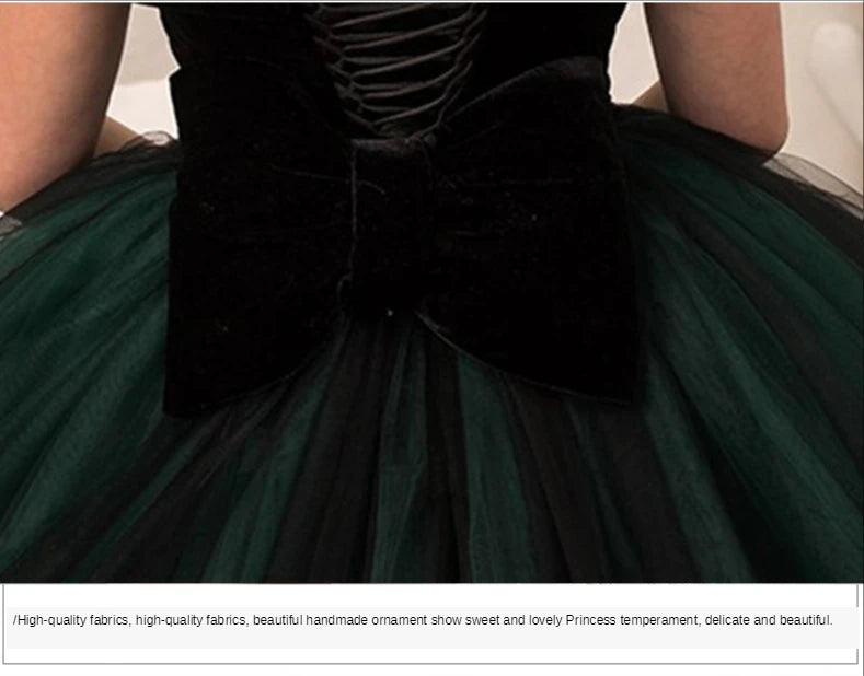 Green Tulle Girls Prom Gown