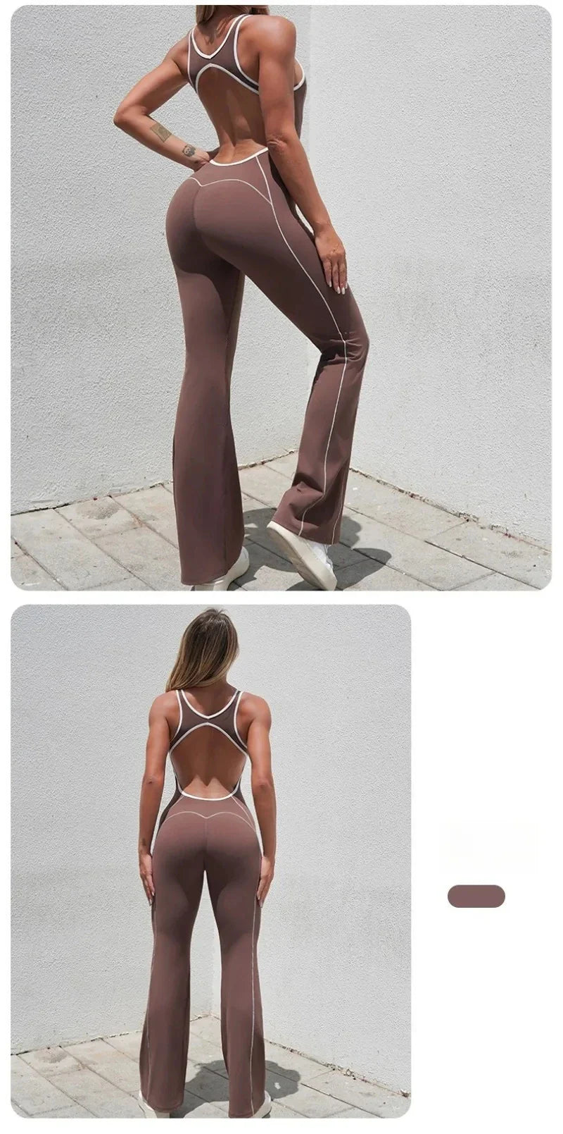 Seamless Backless Yoga Jumpsuit Set