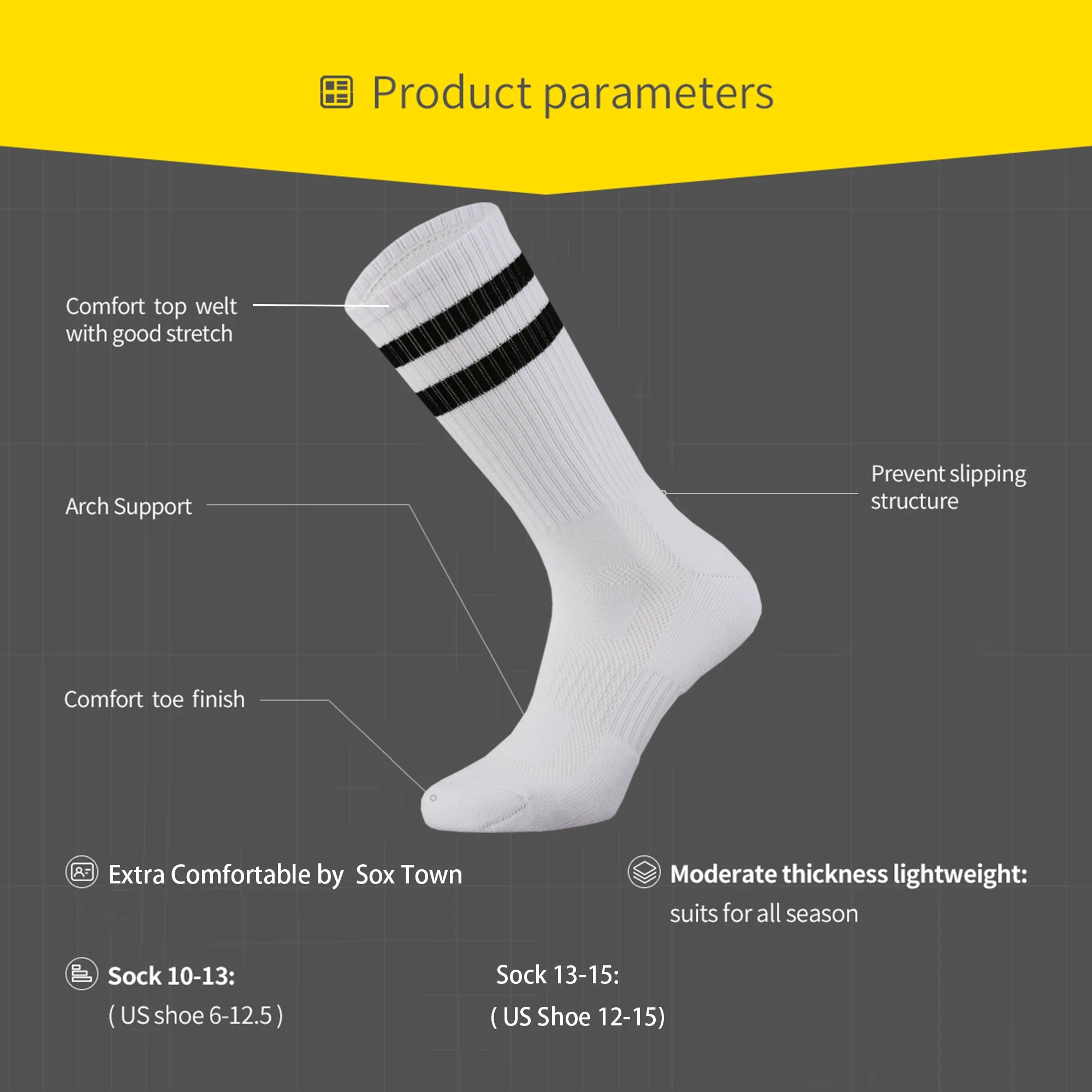 Cushioned Moisture Wicking Crew Socks