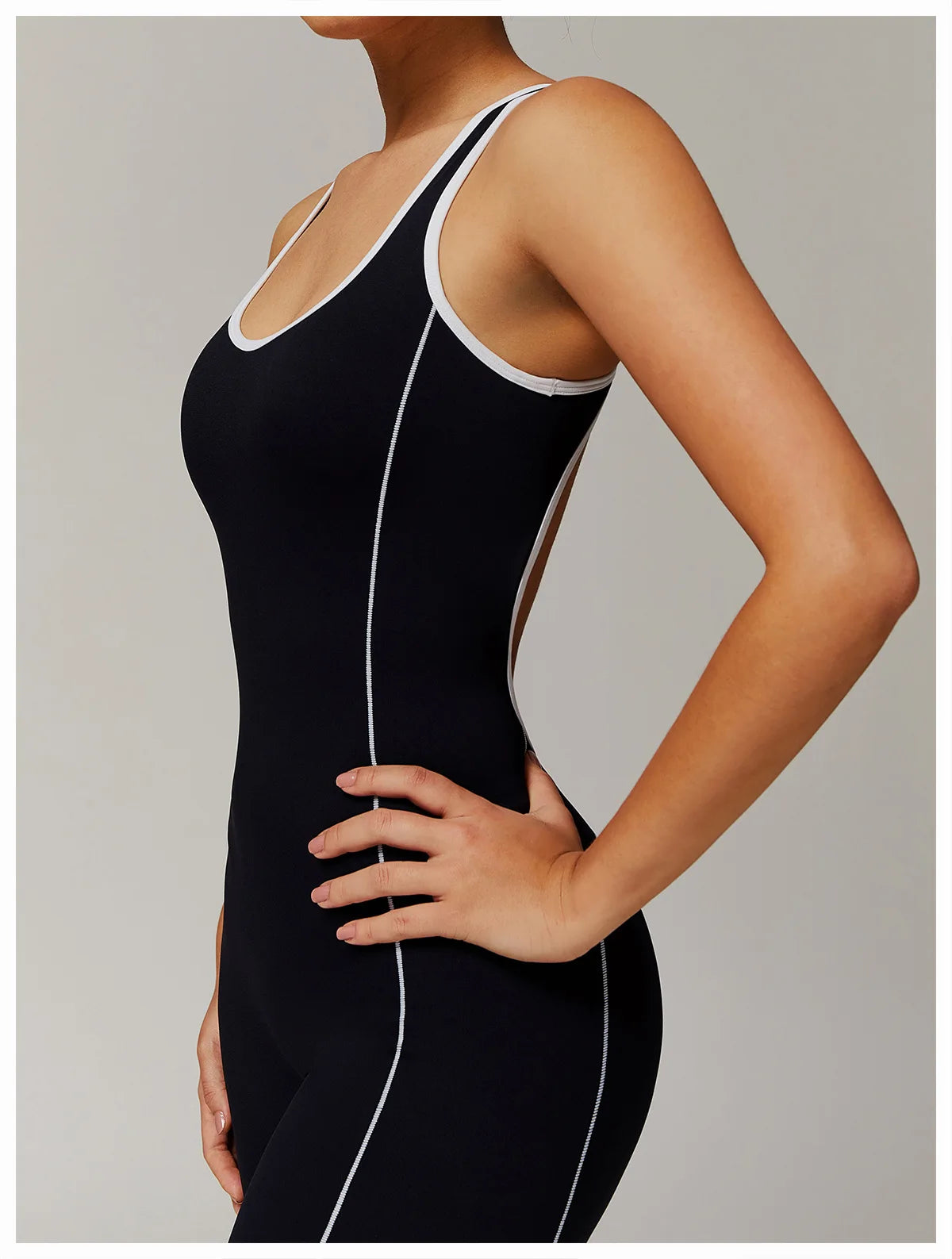 Sleek Back Hollow Bodysuit Jumpsuit