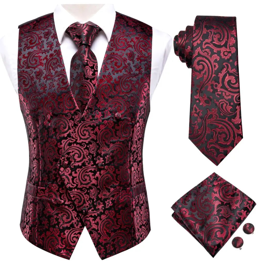 Men’s Silk Jacquard Suit Vest Set