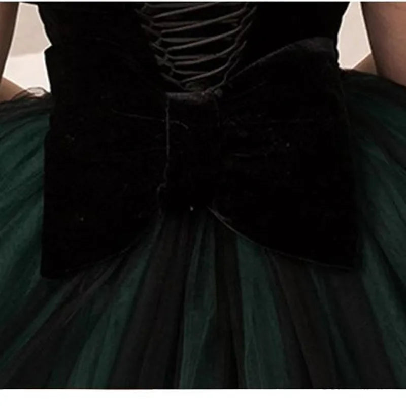 Green Tulle Girls Prom Gown