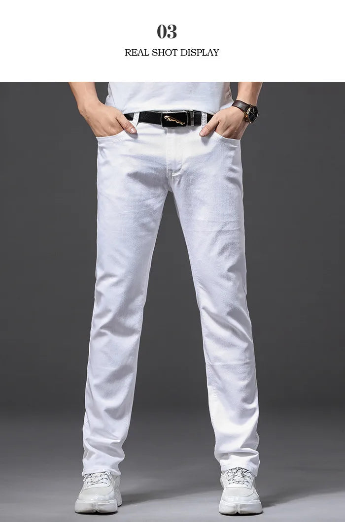 Slim Fit White Stretch Jeans