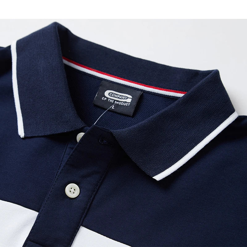 Long Sleeve Patchwork Cotton Polo