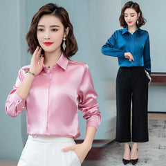 Elegant Satin Silk Office Blouse