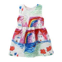Printed Flower Casual Girls Dress