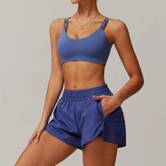 High Waist Sports Shorts Set