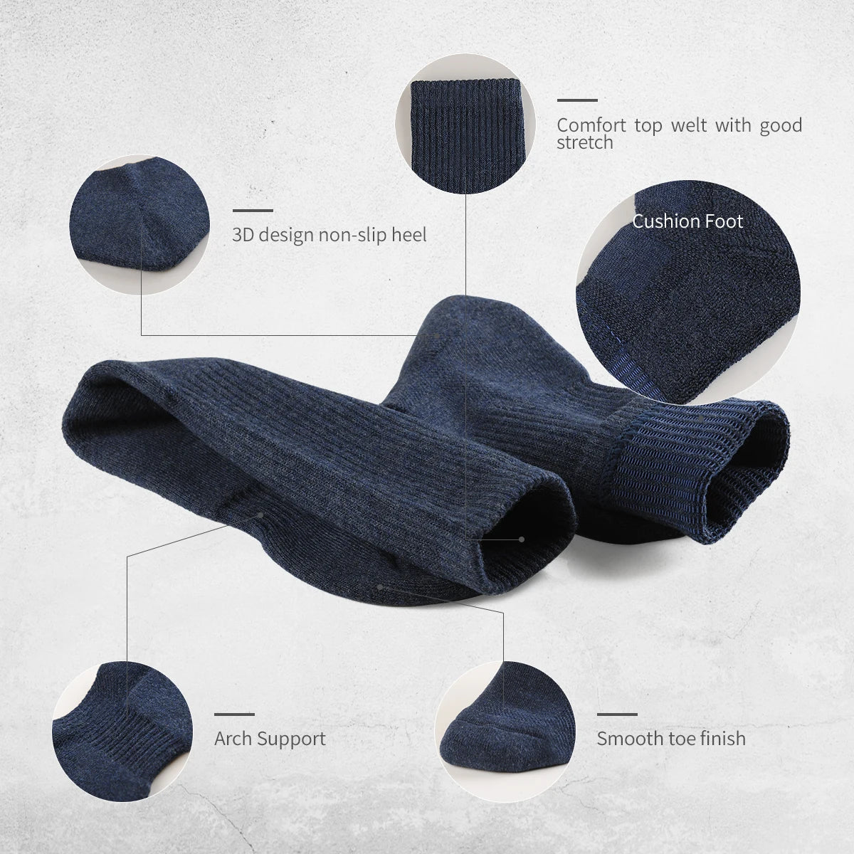 Navy Cushioned Performance Crew Socks