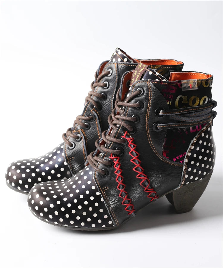 Women Leather High Heel Shoes