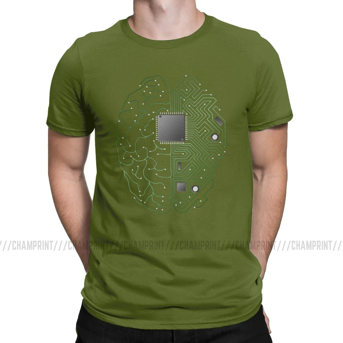 Men T-Shirts The Brain Electronic Circuit Board Novelty Tees Computer Chip Engineers Developer Geek T Shirts Original Clothing