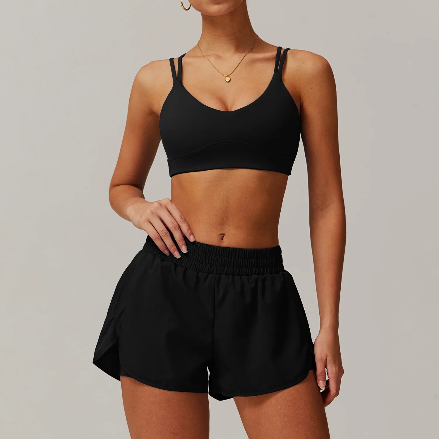 High Waist Sports Shorts Set