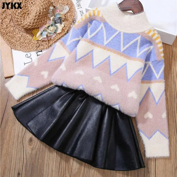 Kids Pleated PU Mini Skirt
