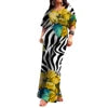 Polynesian Print Half-Sleeve Romper