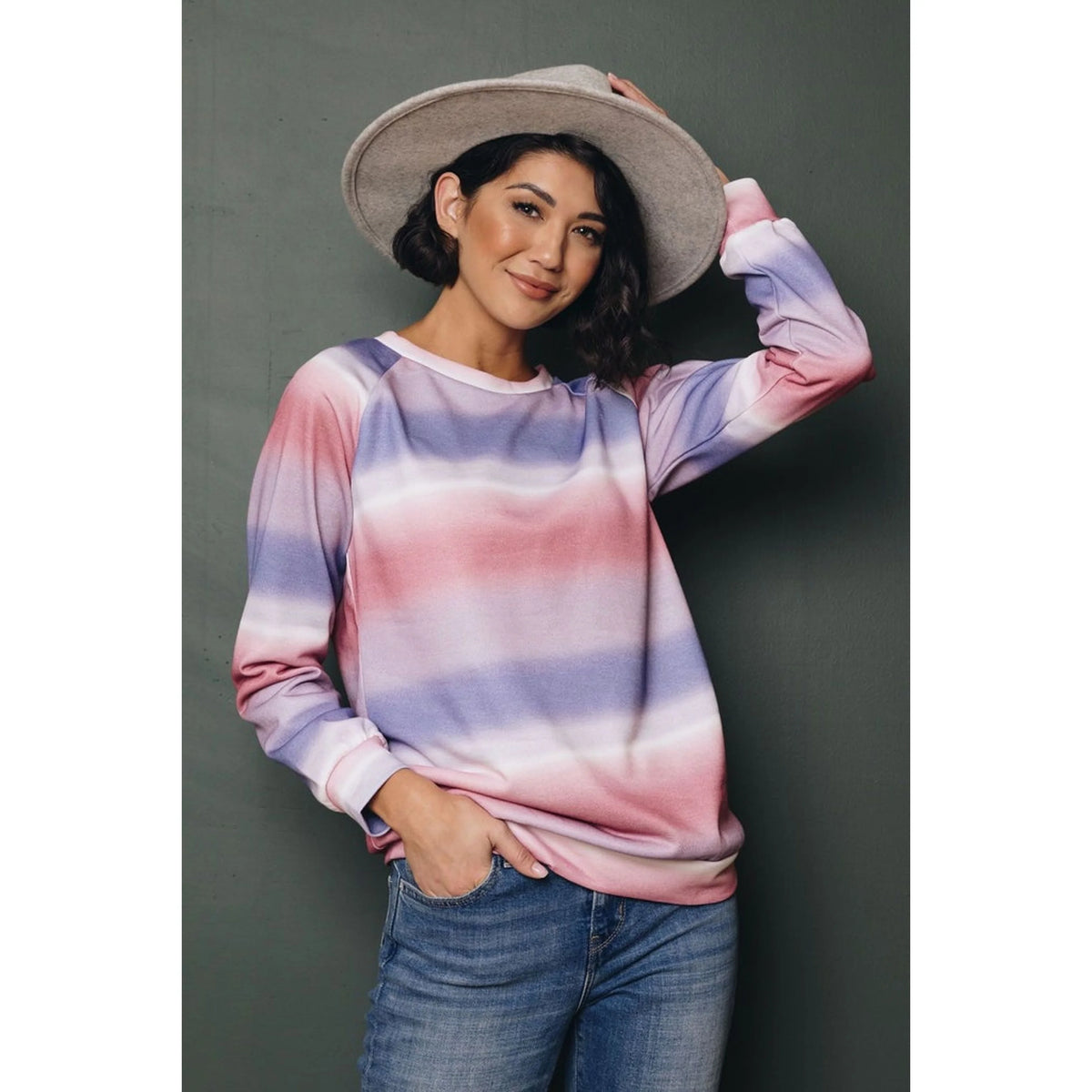 Ombre Stripe Zip Sweater