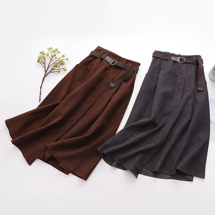 Irregular Pocket High Waist Midi