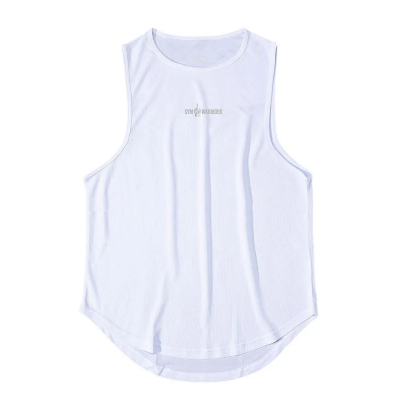 Gym Tank Tops Bodybuilding Fitness Sleeveless T Shirt Men Mesh Printed Workout Stringer Singlets Summer Casual Sports Vest Men