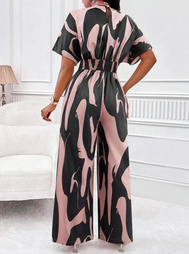 Printed Wide Leg Summer Jumpsuit