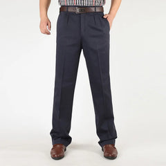 Classic Pleated Cotton Business Trousers