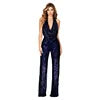 Crimson Sequin Halter Backless Jumpsuit
