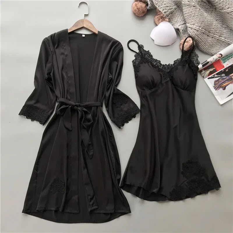Silk Satin Two Piece Pajamas